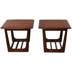 Walnut Side Table Pair, Mid-Century