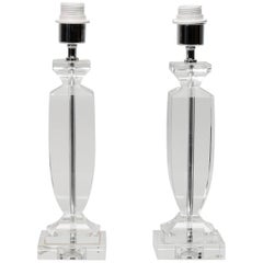 Pair of Murano Clear Glass Table Lamps