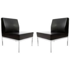 Pair of Lounge Chairs, Leather Chrome, Attributed to Thonet, 1970s 4