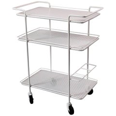 French Three-Tier Perforated Metal Trolley, 1950