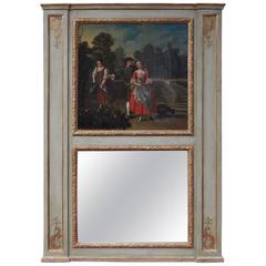 French Painted and Gilt Decorative Floral Trumeau Mirror, Circa 1780 4