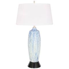 MCM Blue and White Drip Glaze Lamp