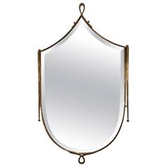 Mid-Century Shield Shaped Wall Mirror in Rene Prou Style, France, circa 1950