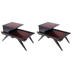 Pair of 1940s Mahogany Step Side Tables 2