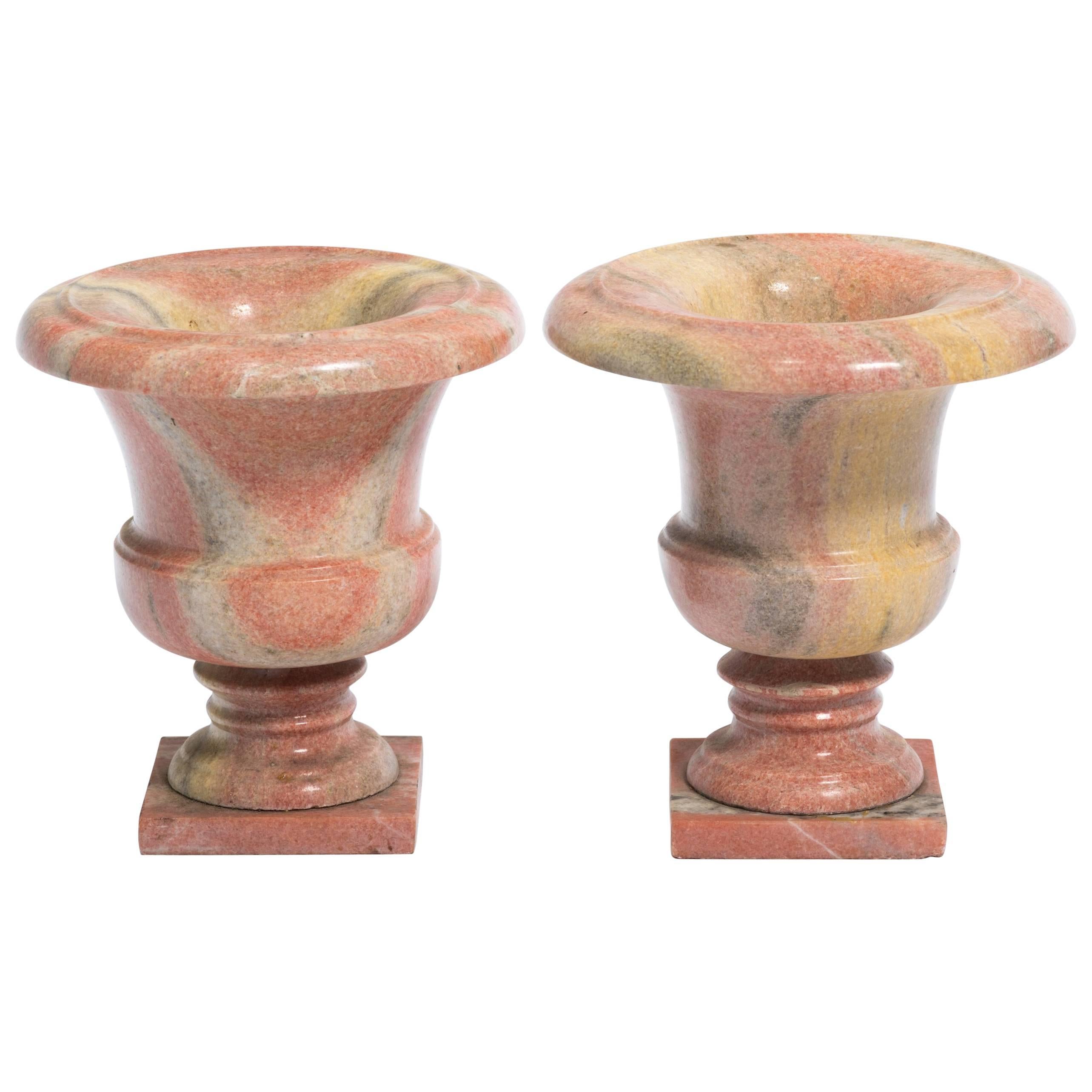 Two Handmade Marble Urns