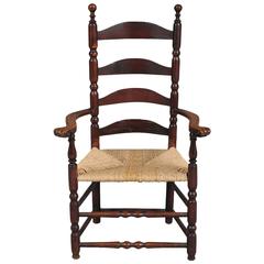 Rare Queen Anne Ladder-Back Carved Knuckle Armchair 3