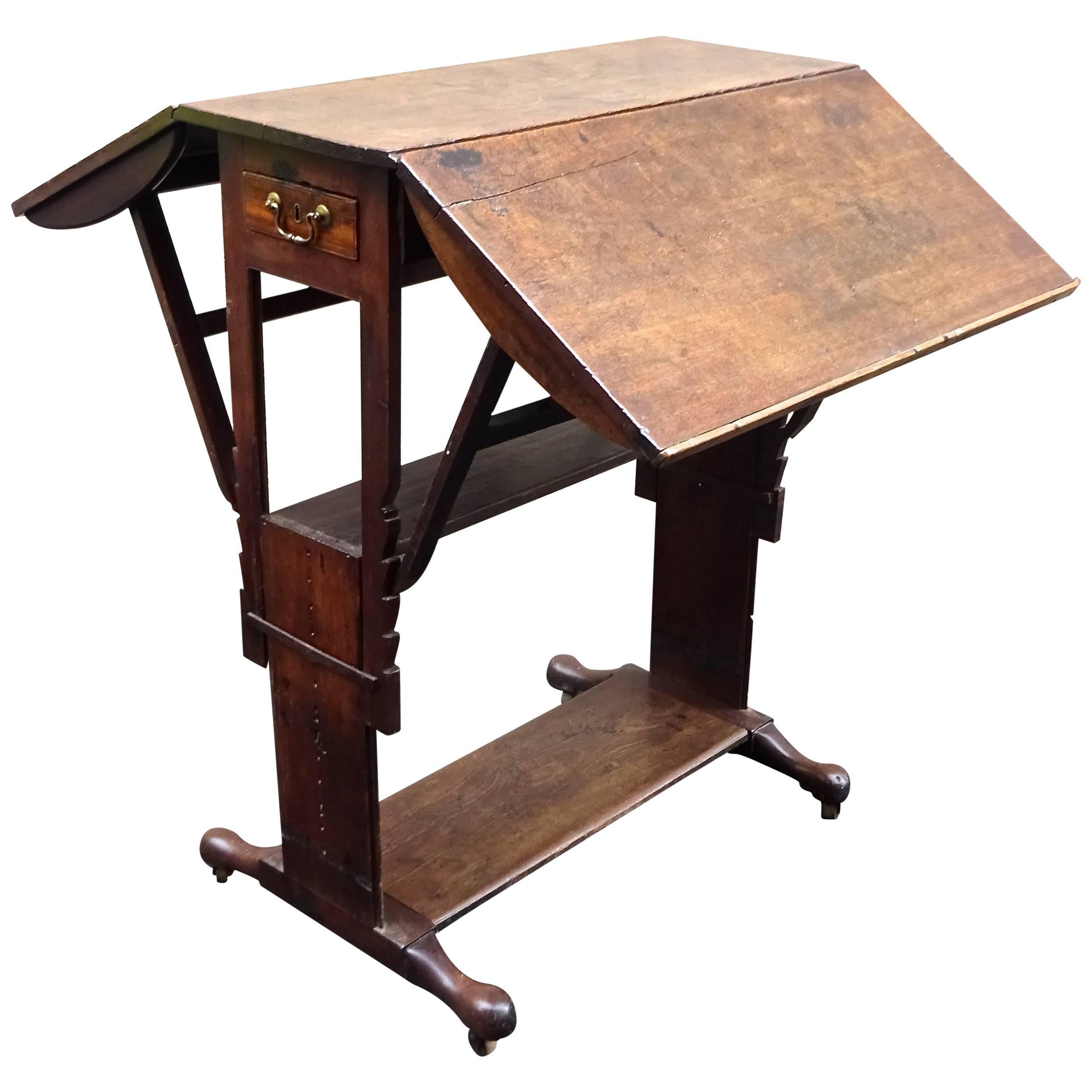 Exceptional Rare Early 18th Century English Walnut Industrial Drafting Table
