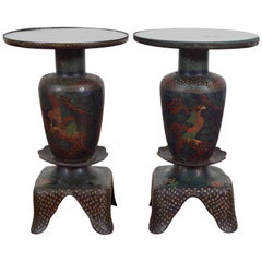 Pair of Cloisonné Plant Stands, Turn of the 20th Century