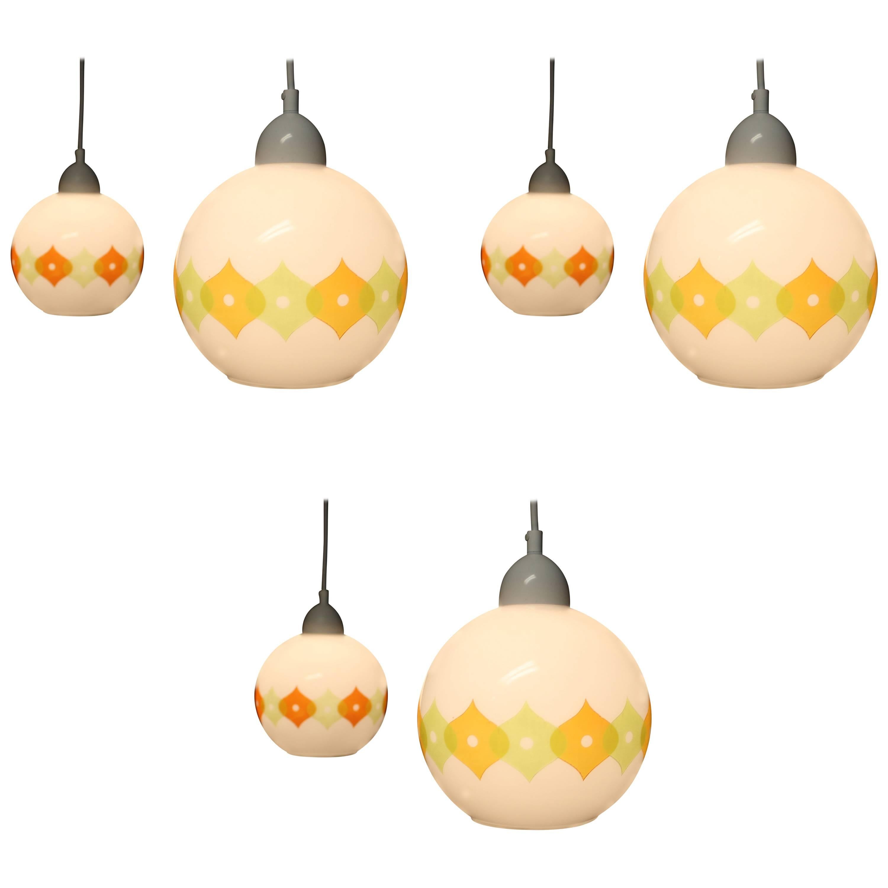 Set of Six French Mid-Century Modern Pendant Lights by Cvv Vianne Co.