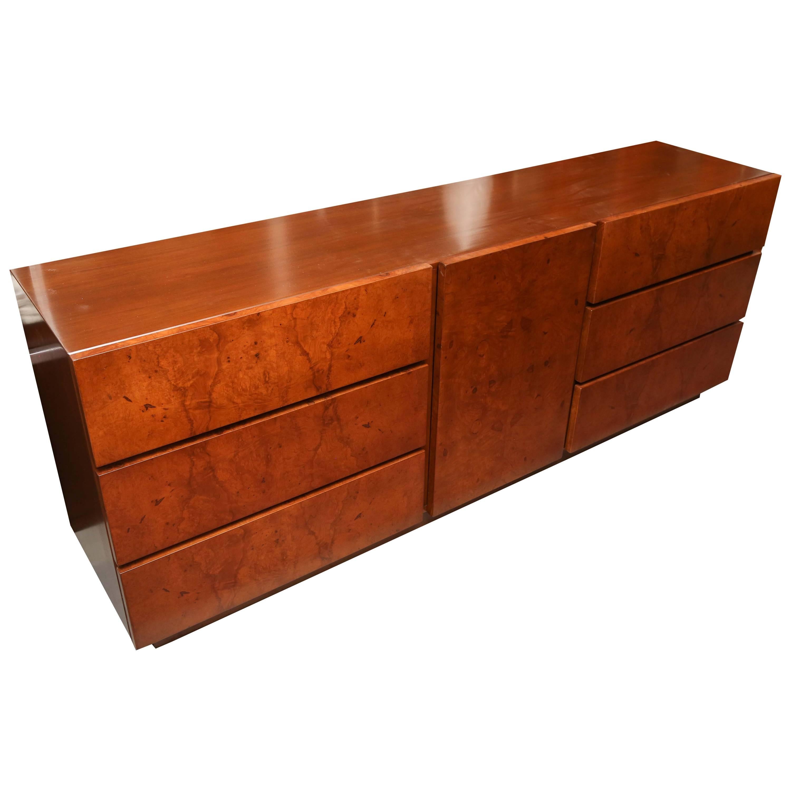 Roland Carter for Lane Olive Wood Burl Dresser or Credenza, USA, 1970s