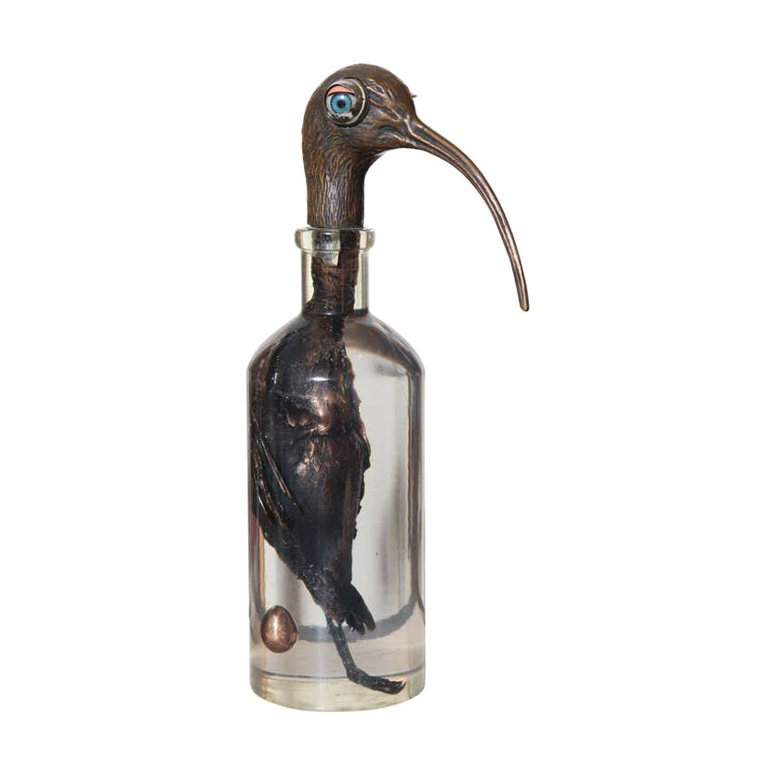 Valeriano Trubbiani Bird in a Bottle Sculpture 'Signed'