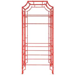 Chinese Chippendale Pagoda Faux Bamboo Iron Etagere 9