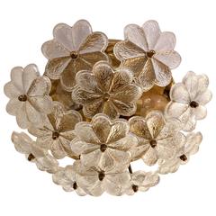 Austrian Palme Glass Floral Flush Ceiling or Wall Light, 1960s 5