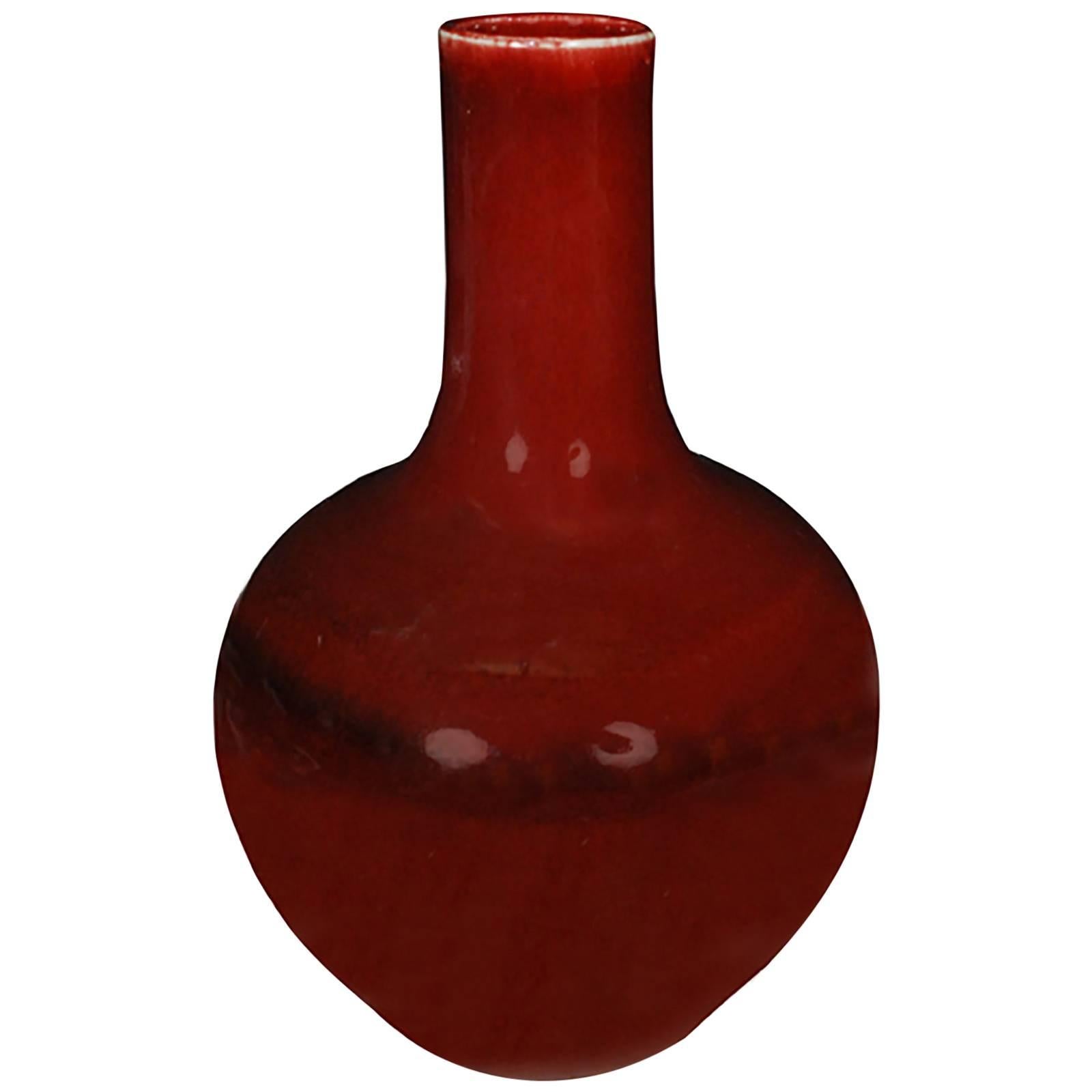 Chinese Oxblood Bottleneck Vase