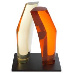 Modernist Orange and Yellow Lucite Sculpture by P. Snead 6