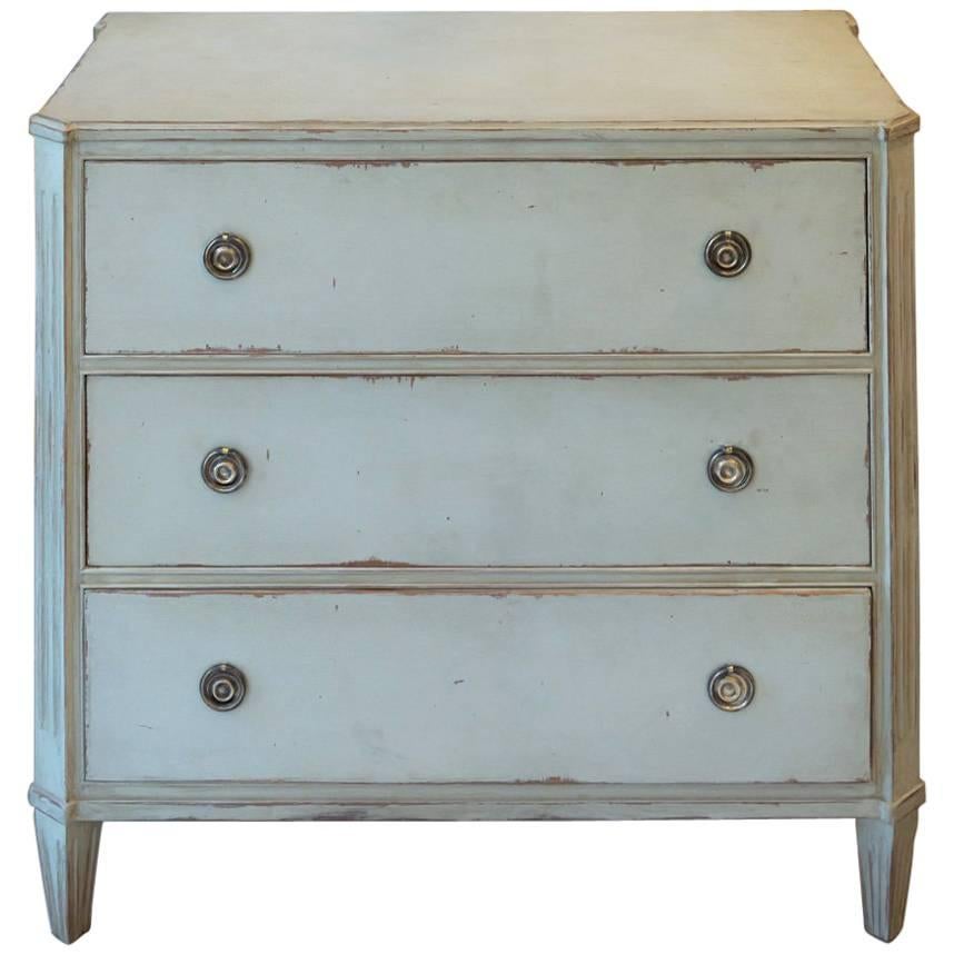 19th Century Swedish Regency Style White Painted Chest of Drawers