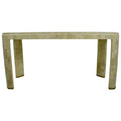 Maitland-Smith Tessellated Marble Console with Brass Inlay