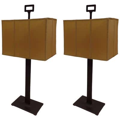 Pair of French Modern Neoclassical Iron 'Z' Table Lamps, Style of ...