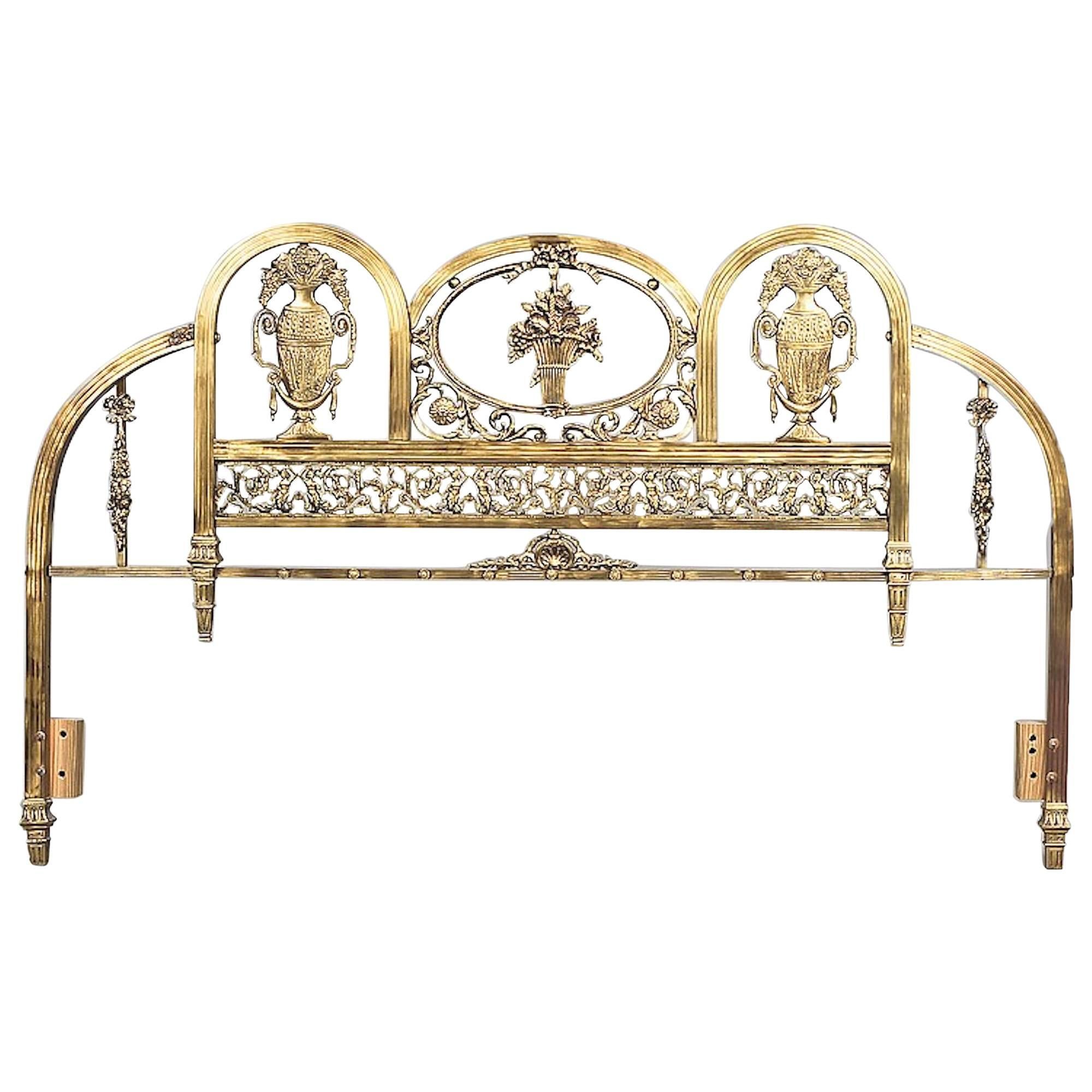 Victorian Style Brass and Glass Headboard