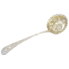 19th Century Silver Ladle with Engraved Decoration and Fruiting Vine Decoration