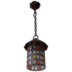 Italian Stained Glass Chandelier, Lantern 12