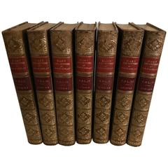 Set of Seven Leather Books, Diary and Letters of Madame D'Arblay, 1846