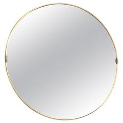 Italian 1950s Round Mirror with Brass Frame