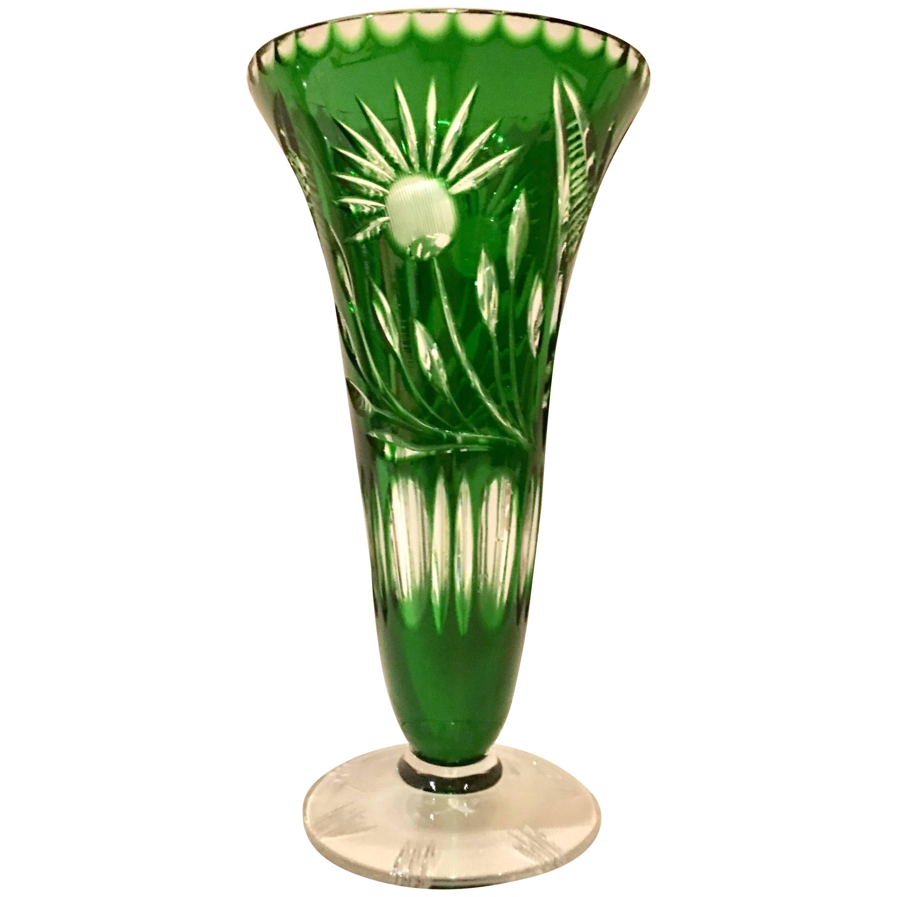Emerald Cut to Clear Cyrstal Footed Flower Vase