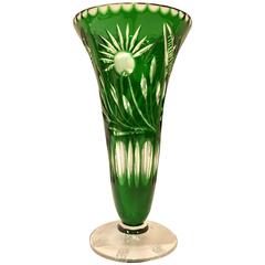 Vintage Emerald Cut to Clear Cyrstal Footed Flower Vase