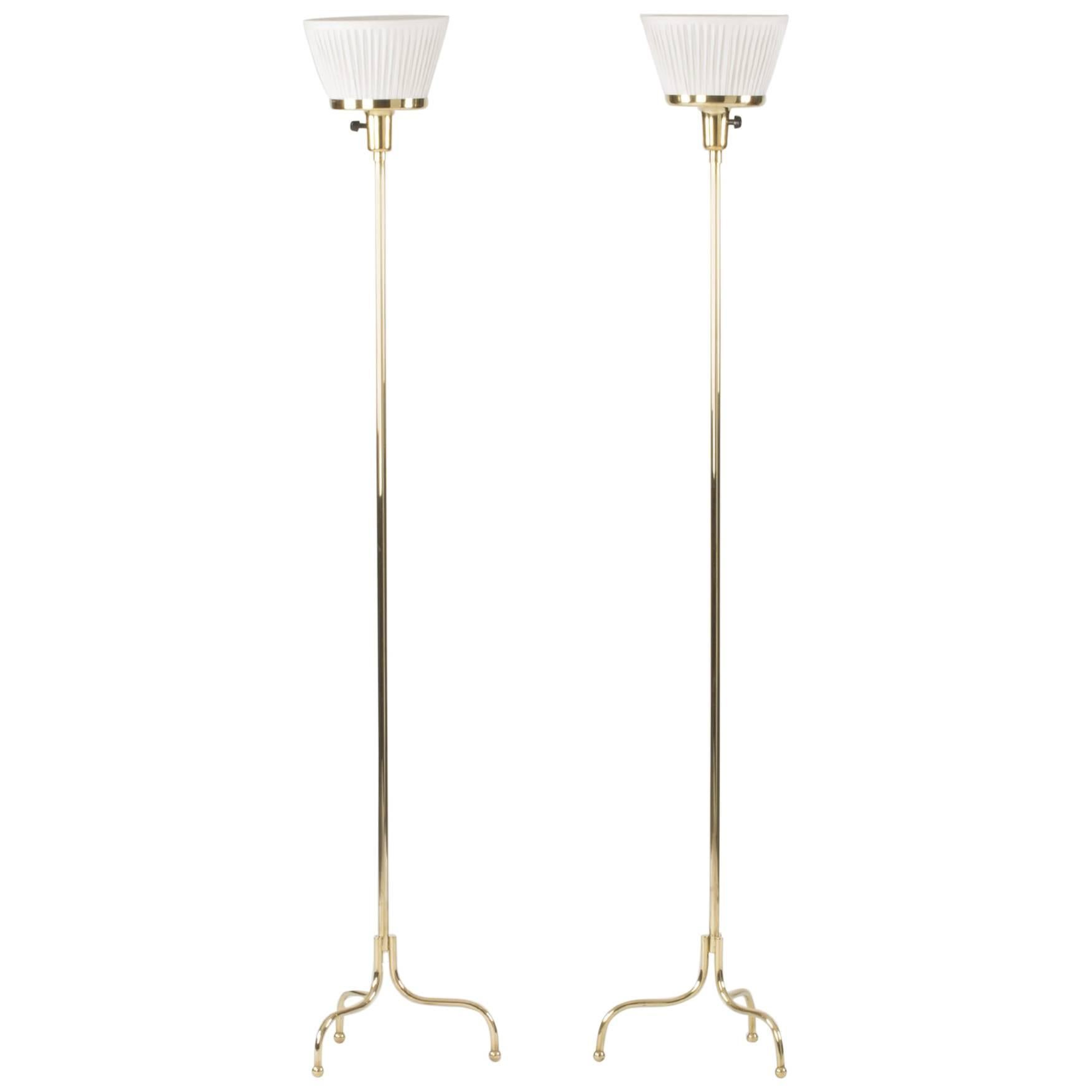 Pair of Brass Floor Lamps by Josef Frank