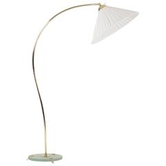 1940s Glass and Brass Floor Lamp