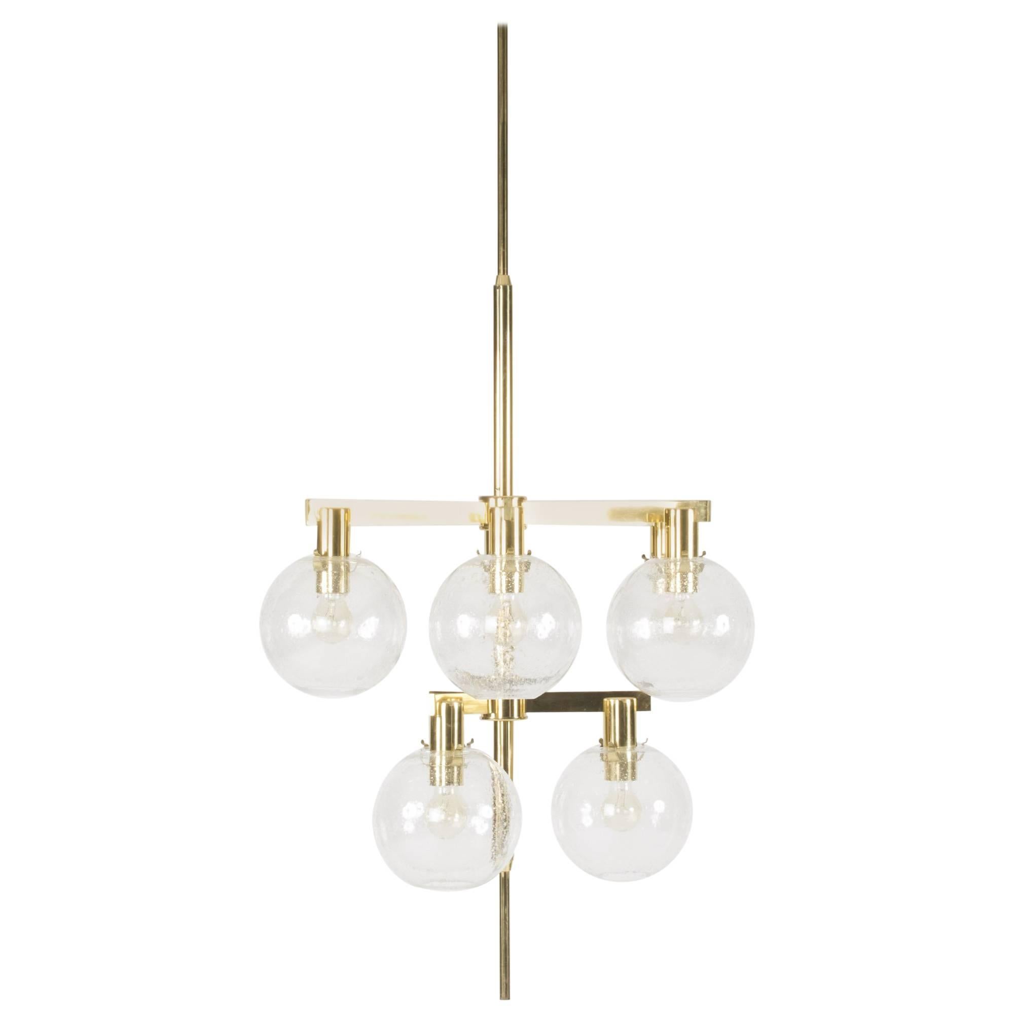 Brass and Glass Chandelier by Hans-Agne Jakobsson