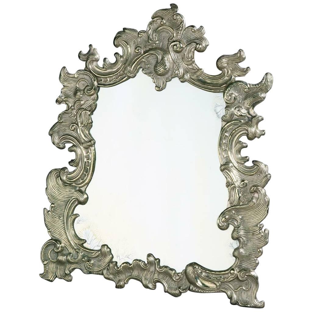 Silver Mirror in the Rococo Taste For Sale