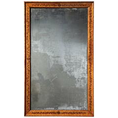 Charles X Rosewood Inlaid Burr Maple Mirror Antique Charles X Rosewood Inlaid Burr Maple Mirror