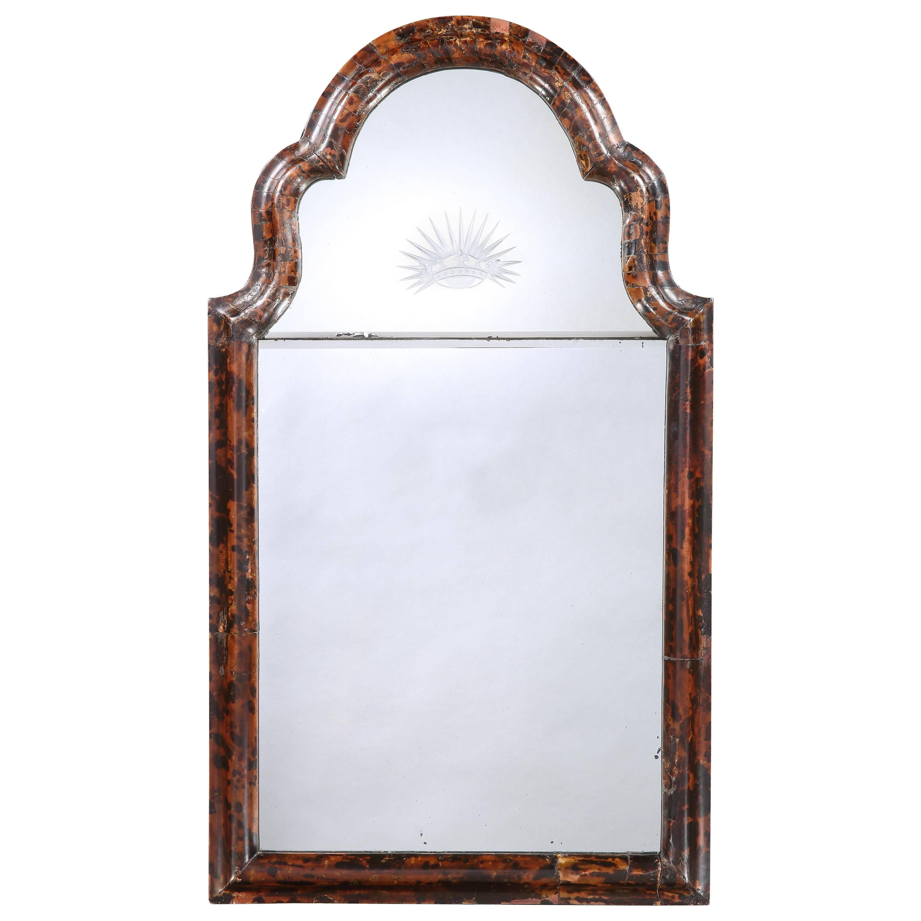 Late 19th Century Tortoiseshell Veneered Mirror For Sale