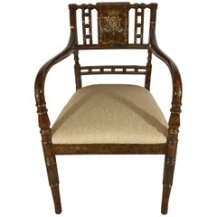 Tortoiseshell Gilt Lacquer Armorial Armchair, in the Regency Style 10