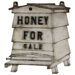 Antique Early 20th Century Bee Keepers Cast Metal Trade Sign