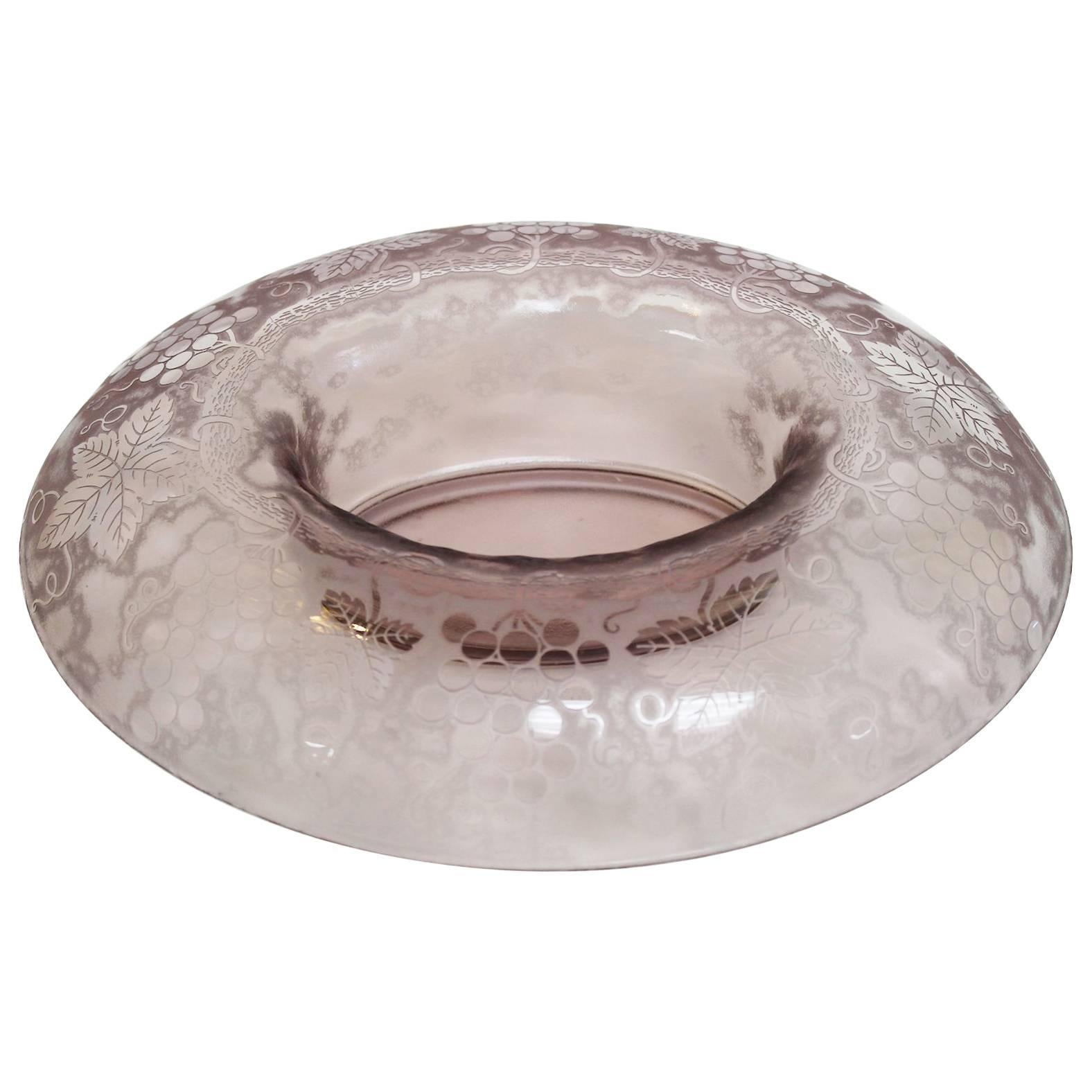 Etched Grape Serving Bowl For Sale