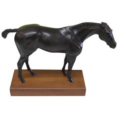 Bronze Horse on Wood Stand