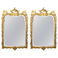 Pair of Giltwood Chippendale Style Mirrors by Friedman Bros