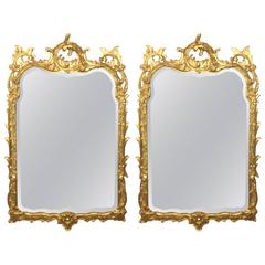 Pair of Giltwood Chippendale Style Mirrors by Friedman Bros 1