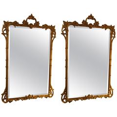 Pair of Giltwood Chippendale Style Mirrors by Friedman Bros