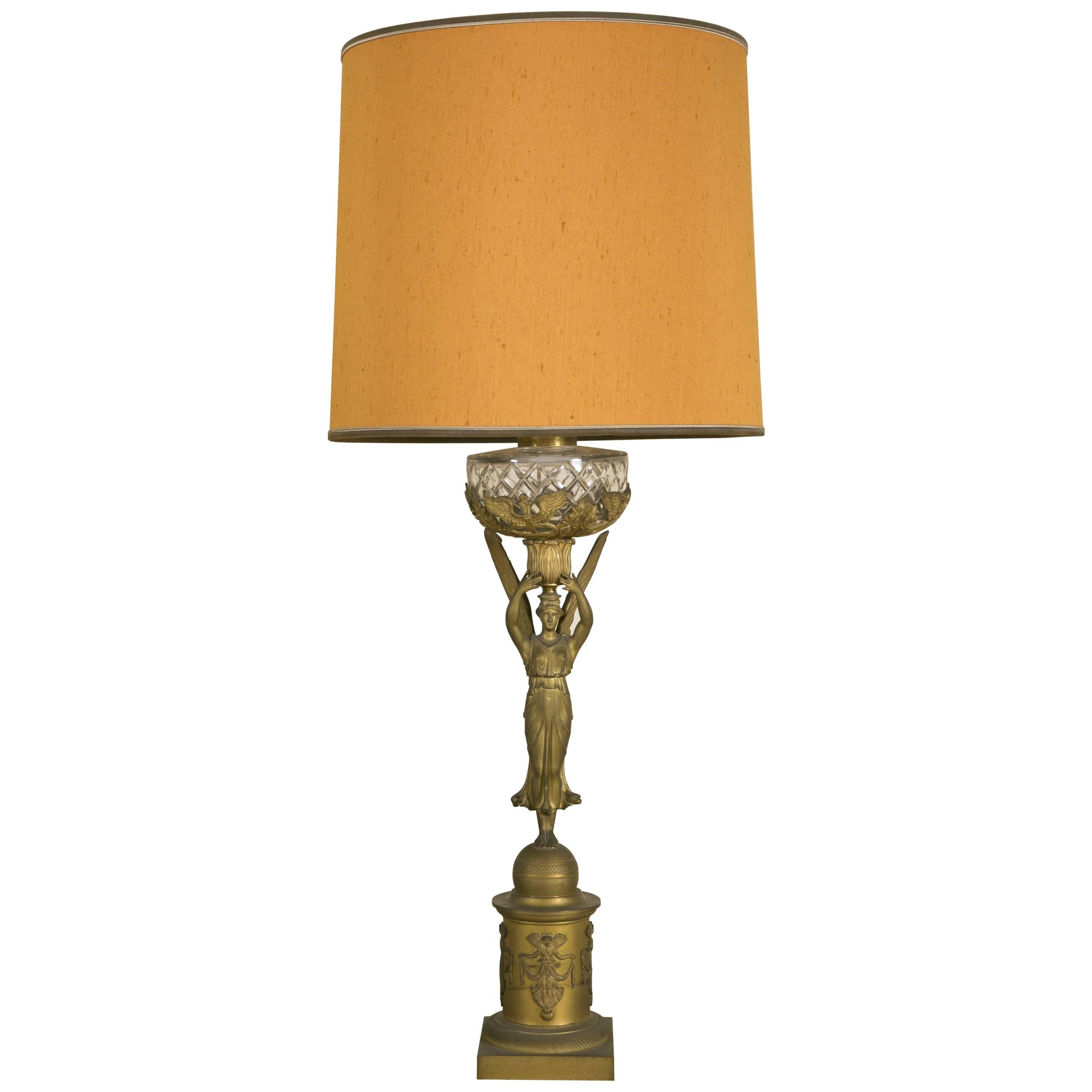 Empire Gilt Bronze 19th Century Mounted Lamp Base