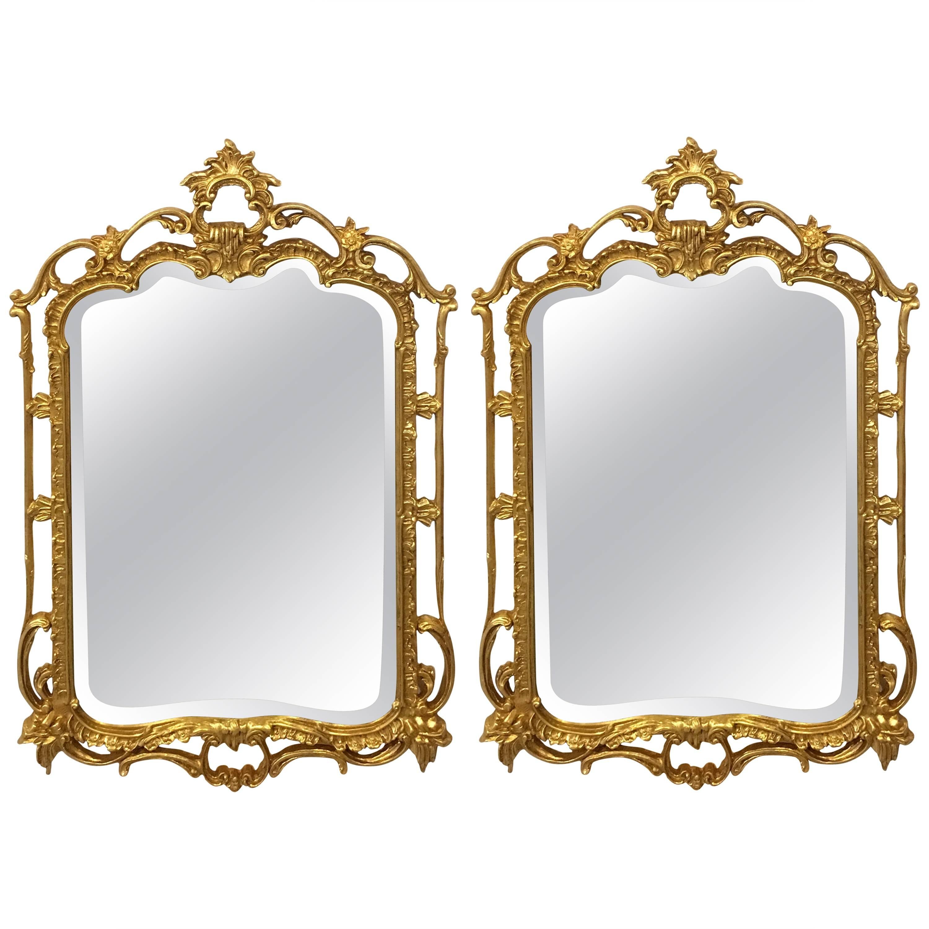 Pair of Giltwood Chippendale Styled Mirrors by Friedman Bros