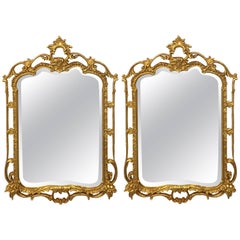 Pair of Giltwood Chippendale Styled Mirrors by Friedman Bros