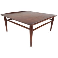 Mid-Century Modern Square Walnut Coffee Table by Bassett