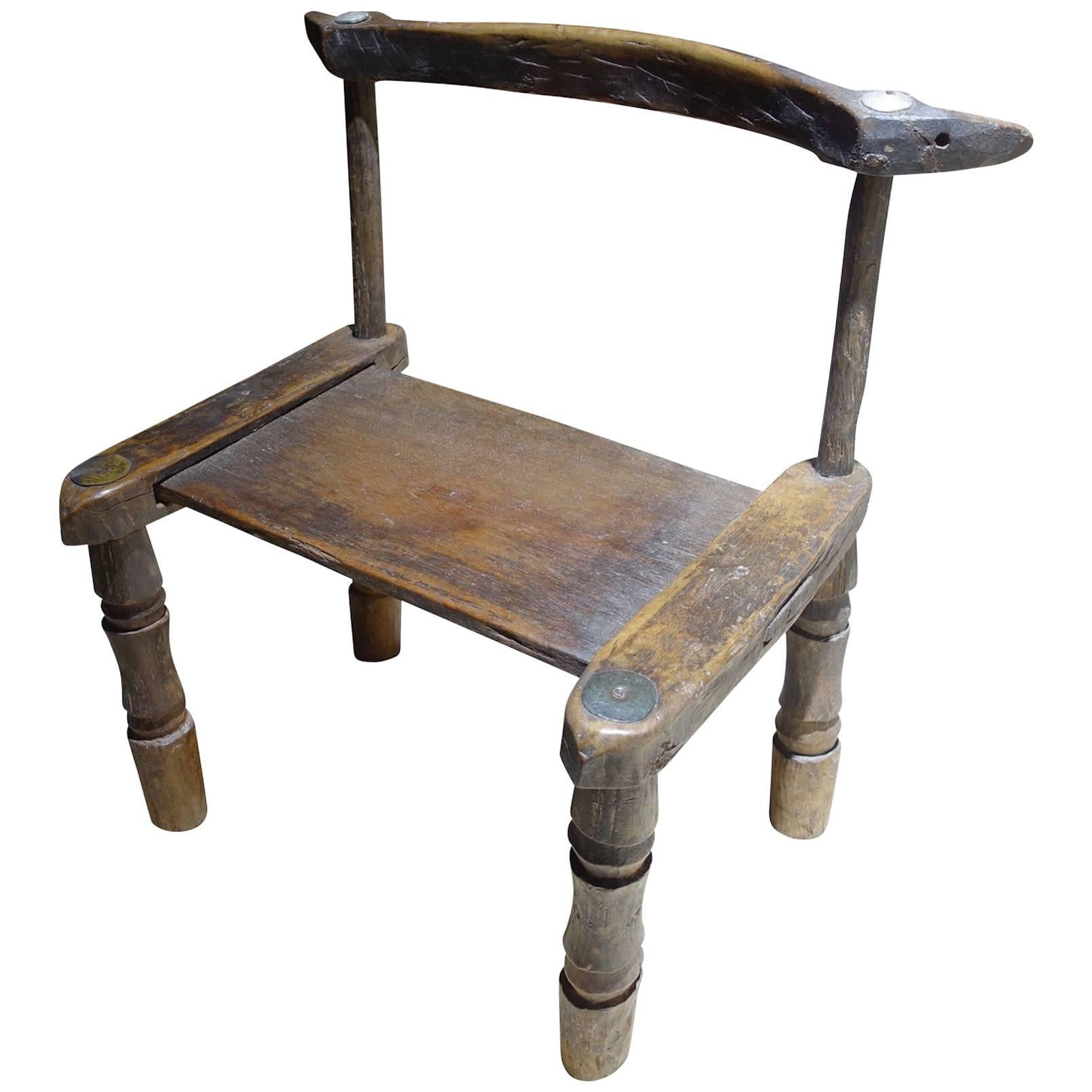 19th Century African Small Wood Chair, Ivory Coast For Sale