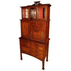 Used Early 20th Century Glasgow Oak Art Nouveau Inlaid Dental Cabinet
