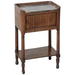 19th Century Restauration Period Side Table with Marble Top and Sliding Door