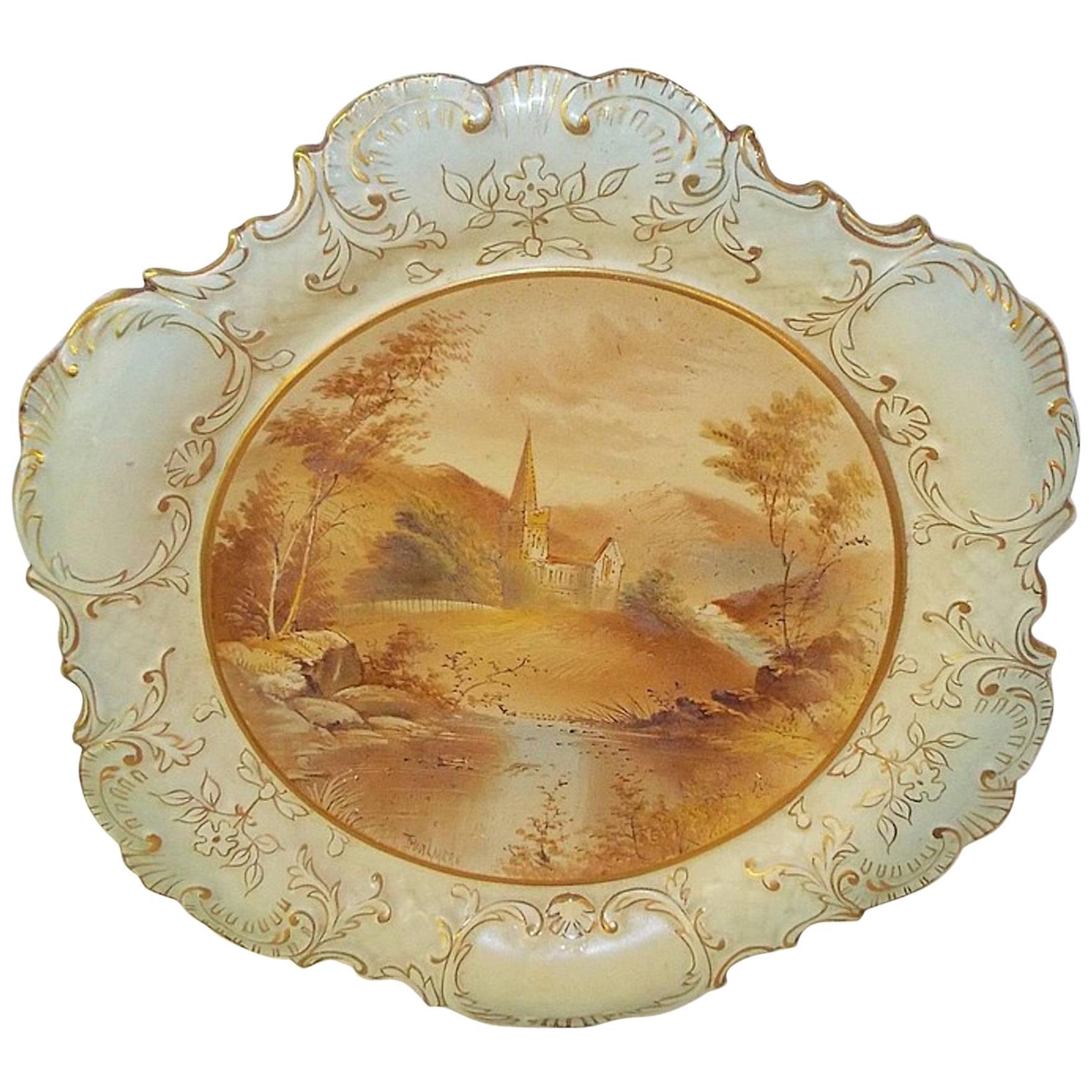 Mid-19th Century Hand-Painted Porcelain Plate For Sale